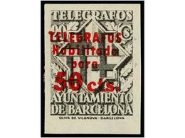 823 * ESPAÑA: AYUNTAMIENTO DE BARCELONA. Ed.T-18hccs, 20hccs, 17Ehccs. <B>TELÉGRAFOS. CAMBIOS DE COLOR EN LA HABILITACIÓ - Autres & Non Classés