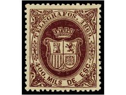 841 ** ESPAÑA: TELEGRAFOS. Ed.30. <B>400 Mils.</B> Violeta. Extraordinario Ejemplar, Color Y Centrajes Perfectos. LUJO.  - Altri & Non Classificati