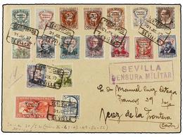 863 ESPAÑA E. LOCALES PATRIOTICAS: SEVILLA. Ed.30/48. 1937. SEVILLA A JEREZ. Precioso Franqueo En Carta Circulada, Al Do - Sonstige & Ohne Zuordnung