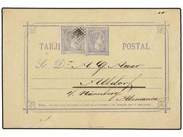 872 ESPAÑA. 1876. MADRID A ALEMANIA. Entero Postal Con Franqueo Adicional De <B>5 Cts.</B> Gris, Mat.<B> ROMBO DE PUNTOS - Other & Unclassified