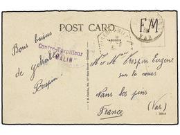 901 ESPAÑA GUERRA CIVIL. 1939. Tarjeta Postal Circulada A FRANCIA. Marca<B> CONTRE-TORPILLEUR 'MALIN'</B> Buque Francés  - Autres & Non Classés