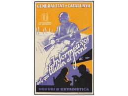 905 ESPAÑA GUERRA CIVIL. Tarjeta Ilustrada <B>GENERALITAT DE CATALUNYA, SERVEI D'ESTADISTICA. </B> - Other & Unclassified