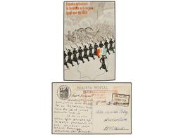 906 ESPAÑA GUERRA CIVIL. 1937. <B>BRIGADAS INTERNACIONALES.</B> Tarjeta Postal Ilustrada<B> ESPAÑA APLASTARÁ LA INVASIÓN - Other & Unclassified