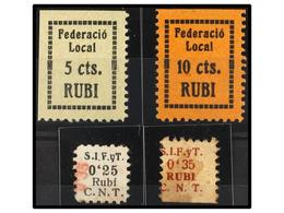 923 ESPAÑA GUERRA CIVIL. <B>RUBÍ. 5</B> Y<B> 10 Cts.</B> <B>FEDERACIÓ LOCAL. 25 </B>y <B>35 Cts.</B> <B>CNT/SIFYT.</B> ( - Other & Unclassified