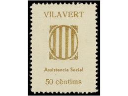 925 ESPAÑA GUERRA CIVIL. <B>VILAVERT. 5, 10, 25</B> Y<B> 50 Cts.</B> <B>ASSISTENCIA SOCIAL.</B> RAROS. (Allepuz 1/4). - Autres & Non Classés