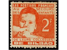 934 ESPAÑA GUERRA CIVIL. <B>FRANCIA 1938. 2 Frs.</B> Rojo<B> LES POSTIERS FRANÇAIS AU SECOURS DES EFANTS...</B> De Bilba - Other & Unclassified