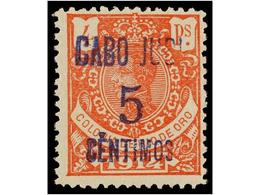 962 ** COLONIAS ESPAÑOLAS: CABO JUBY. Ed.1. <B>5 Cts. S. 4 Pts.</B> Rosa, Valor Clave De La Serie. MAGNÍFICO. Cat. 455?. - Other & Unclassified