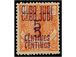 963 ** COLONIAS ESPAÑOLAS: CABO JUBY. Ed.1hh. <B>5 Cents. S. 4 Pts.</B> Rosa, <B>HABILITACIÓN DOBLE. </B> Cat. 645?. - Other & Unclassified