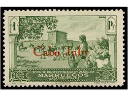 967 **/* COLONIAS ESPAÑOLAS: CABO JUBY. Ed.53hcc Y 56hcc. <B>10 Cts.</B> Verde Y <B>1 Pta.</B> Verde, <B>HABILITACIONES  - Autres & Non Classés