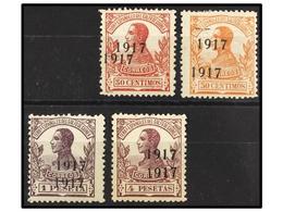 1014 * ESPAÑA. Ed.118, 120/22hh. <B>30 Cts., 50 Cts.</B>,<B> 1 Pta.</B> Y <B>4 Pts. HABILITACIÓN DOBLE. </B> Cat. 322?. - Sonstige & Ohne Zuordnung