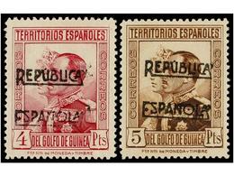 1020 * COLONIAS ESPAÑOLAS: GUINEA. Ed.216A/29A. SERIE COMPLETA, Habilitación <B>REPUBLICA/ESPAÑOLA</B> A Mano En Negro.  - Other & Unclassified