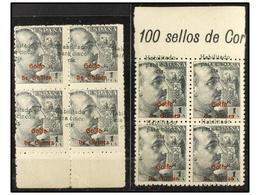 1030 * COLONIAS ESPAÑOLAS: GUINEA. Ed.273Ahe. <B>5 Cts. S. 1 Pta.</B> Gris. Dos Bloques De Cuatro<B> HABILITACIONES DESP - Other & Unclassified