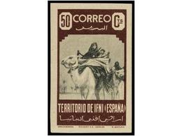 1038 ** COLONIAS ESPAÑOLAS: IFNI. Ed.36s. <B>50 Cts.</B> Castaño Y Gris<B> SIN DENTAR.</B> LUJO. Cat. 49?. - Altri & Non Classificati