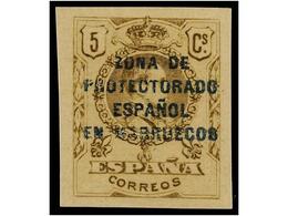 1048 ** COLONIAS ESPAÑOLAS: MARRUECOS. Ed.57ecs. <B>ERROR DE COLOR. 5 Cts.</B> Castaño<B> SIN DENTAR.</B> MUY RARO, Rese - Autres & Non Classés