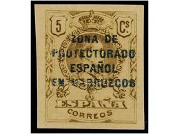 1048 ** COLONIAS ESPAÑOLAS: MARRUECOS. Ed.57ecs. <B>ERROR DE COLOR. 5 Cts.</B> Castaño<B> SIN DENTAR.</B> MUY RARO, Rese - Altri & Non Classificati