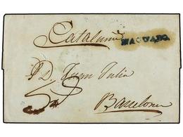 1089 PUERTO RICO. 1849. NAGUABO A BARCELONA. Envuelta, Marca En El Frente <B>NAGUABO</B> Lineal En Azul (el Catálogo De  - Sonstige & Ohne Zuordnung