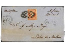 1093 PUERTO RICO. Ant.9. 1865. S. JUAN A PALMA DE MALLORCA. <B>2 Reales</B> Rojo, Mat. <B>PARRILLA COLONIAL</B> Y Marca  - Other & Unclassified