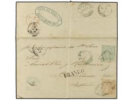 1096 COLONIAS ESPAÑOLAS: PUERTO RICO. Ant.23,24. 1871. MAYAGUEZ A BARCELONA (España). <B>50 Cts.</B>verde Y <B>1 Pta.</B - Otros & Sin Clasificación