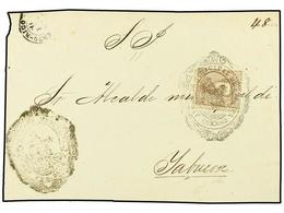 1099 COLONIAS ESPAÑOLAS: PUERTO RICO. Ant.26. 1873. FRONTAL Circulado De S. JUAN A YABUCOA.<B> 25 Cts.</B> Castaño Mat.  - Andere & Zonder Classificatie