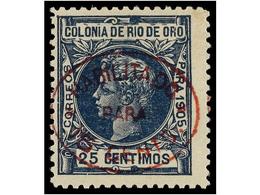 1104 * COLONIAS ESPAÑOLAS: RIO DE ORO. Ed.17. <B>15 Cts. S. 25 Cts.</B> Azul. Habitual Centraje. Cat. 340?. - Sonstige & Ohne Zuordnung
