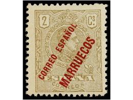 1131 ** COLONIAS ESPAÑOLAS: TANGER. Ed.14. <B>2 Cts.</B> Castaño. Excelente Centraje. RARO Y De LUJO. Cat. 885?. - Sonstige & Ohne Zuordnung