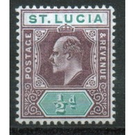 St Lucia Edward VII ½d Stamp From 1904.  This Stamp Is In Mounted Mint Condition And Is Catalogue Number 64. - Ste Lucie (...-1978)