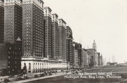 CHICAGO - The Stevens Hotel And Michigan Avenue , Sky Line - Chicago