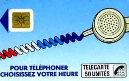 Télécarte 50 : France Telecom Pour Téléphoner Choisissez Votre Heure (1988 Puce Encadrée Blanc) - Opérateurs Télécom