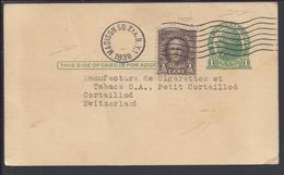 ETATS-UNIS - 1938 - Entier Postal 1 Cent Jefferson + 1/2 Ct. De Madison SQ. Garden Vers Cortaillod (Suisse) - 1921-40
