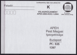 Registered K Letter Cover 2004 Hungary - Tax Office - Imprinted Label Vignette - Port Paye Taxe Percue Post Paid - Covers & Documents