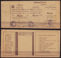 Post Office - CHILDREN POST OFFICE / MONEY Order FORM - Inland / HUNGARY 1930's - Parcel Post - Postpaketten