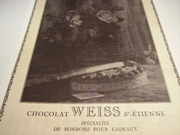 ANCIENNE  PUBLICITE CHOCOLAT WEISS  DE SAINT ETIENNE   1928 - Chocolate