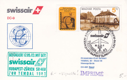 Befürdet 171.05.83, Mit Der Swissair, Budapest-Zürich SR 469, Zur Tembal 1983, Avec Vignette - Andere & Zonder Classificatie