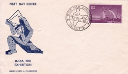 India Exhibition Indian Posts & Telegraphs 1958 Calcutta First Day Cover - FDC