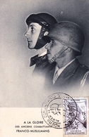 Carte Maximum Anciens Combattants Franco-Musulmans 1954 Seconde Guerre Mondiale Algérie Alger WW2 - Maximum Cards