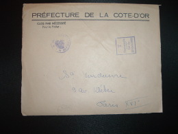 DEVANT PREFECTURE DE LA COTE D'OR + Cachet Violet T Taxe Simple Loi Du 29 Mars 1889 - 1859-1959 Lettres & Documents