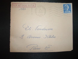 DEVANT TP M. DE MULLER 20F OBL.MEC.4-2 1958 POSTE AUX ARMEES AFN + SP 87.330 A.F.N. - Guerra D'Algeria