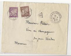 Lettre De Niort Pour Vertus (Marne) - 1942 - Taxée à 3 Frs - 1859-1959 Covers & Documents