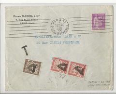 Taxe 2ème échelon (70 Cts) Sur Lettre De 1935 - Paris - Oblitérations Triangle épais - 1859-1959 Lettres & Documents