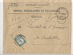 Lettre Postes, Télégraphes Et Téléphones N°819 - Taxée à 1 Fr - Avranches Pour La Rochelle - 1935 - 1859-1959 Lettres & Documents