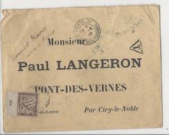 Lettre Paris à Ciry-le-Noble - 1908 - Taxée à 10 Cts Millésimé 7 - Cachet Consulat Général ANVERS - 1859-1959 Brieven & Documenten