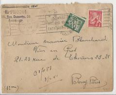 Lettre Locale Paris - Affranchie à 1 Fr Et Taxée Par 60 Cts Vert - 1941 - 1859-1959 Brieven & Documenten