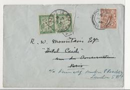 Lettre D'Angleterre Pour Paris, Retour à Londres - 1930 - Taxation Annulée (paire 60 Cts Vert) - 1 Déchirure Au Milieu - 1859-1959 Covers & Documents