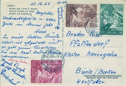 1965 , VATICANO , TARJETA POSTAL CIRCULADA , CASTILLO Y PUENTE DE SAN ANGEL - Lettres & Documents