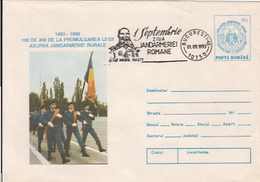 GENDARMERIE, ROMANIA GENDARMERIE CENTENARY, POLICE, COVER STATIONERY, 1993, ROMANIA - Police - Gendarmerie