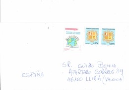 ANDORRA 2014 - COVER MAILED NOT OBLITERATED TO SPAIN WITH 3 STS -1 UNESCO ASSOCIATED SCHOOLS OF € 0,66 + 2 DEF.COAT OF A - Lettres & Documents
