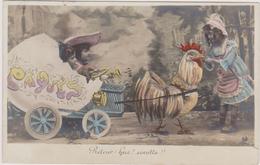 Cpa Bébé Enfant, Attelage De Coq  Oeuf De Paques,1906,joyeuse Paque,rare - Pâques