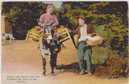 Cpa ,la Normandie,ane Laitiere,transport Du Lait En Ane,métier,éleveur,ed Le Goubey,rare,paysan - Campesinos