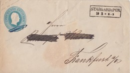 Preussen GS-Umschlag 2 Silb.Gr. R2 Stargard I. Pom. 10.2. Gel. Nach Frankfurt/O. - Postal  Stationery