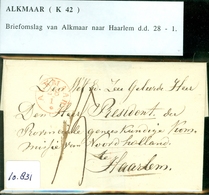 BRIEFOMSLAG Tussen 1843 En 1852 Gelopen Van ALKMAAR Naar HAARLEM   (10.831) - ...-1852 Prephilately